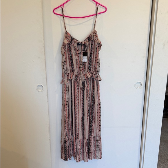 Striped Ruffle Maxi Dress - Pink Pattern - Picture 1 of 6
